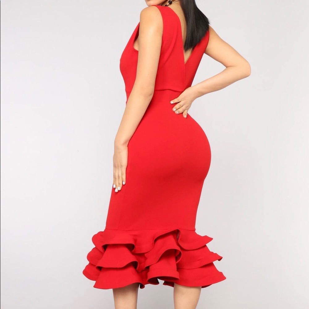 Red Ruffle Dress - Picture 4 of 4